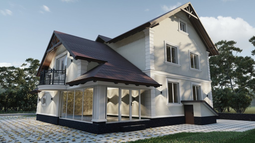 Casă cu bovindou — proiect 3D — fotografia 4
