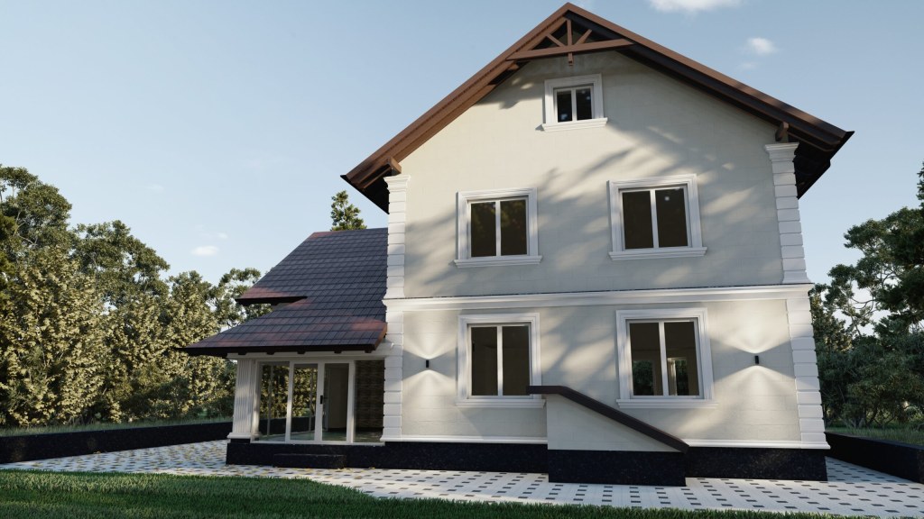 Casă cu bovindou — proiect 3D — fotografia 5